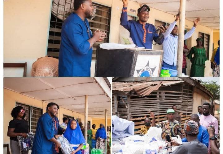 Stephen Awoyale Distributes Laptop, Food items, Sanitary Pads in Isin LG